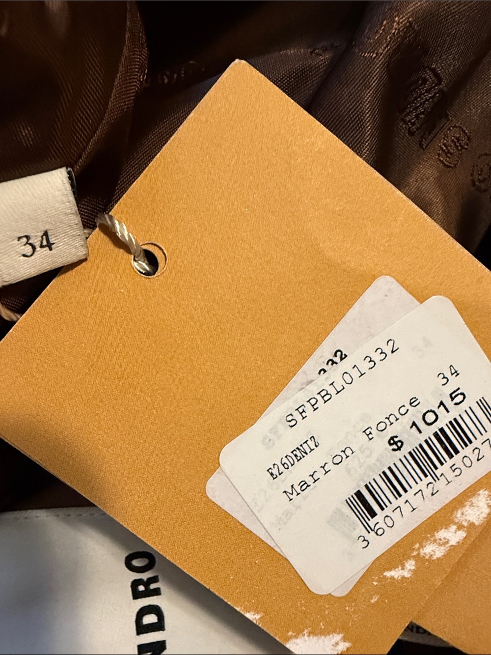 Sandro denin Women's Brown Suede Button Front Jacket - Picture 6 of 6